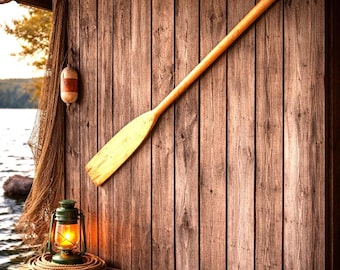 7 Foot Vintage Wooden Boat Oar, Nautical Wall Decor
