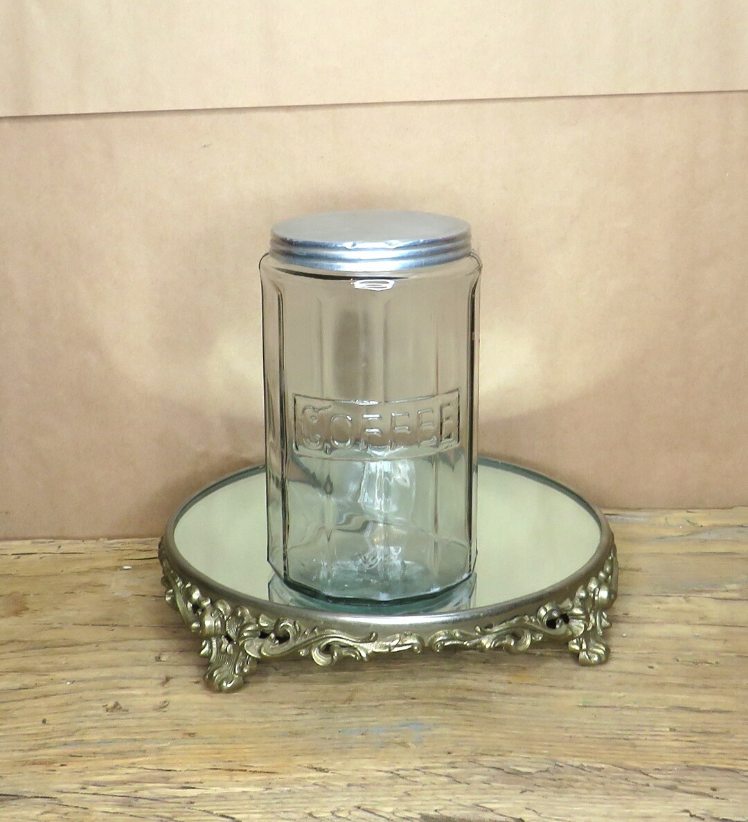 Rare 30s Coffee Jar / Farmhouse Embossed Coffee Jar / Fast Safe Free