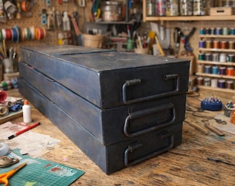 Set 3 Safety Deposit Boxes, Metal Home Storage