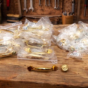 Vintage Gold Drawer Handles & Knobs, Set of 51