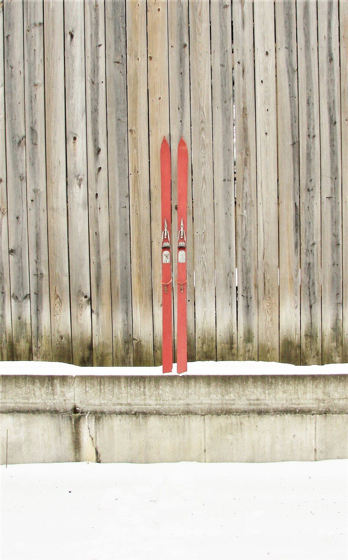 83 Vintage Red Skis & Bindings /Beautiful Old Wooden Etsy
