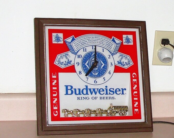 Budweiser Clock Lighted Sign/works Great/vintage Budweiser Sign/free