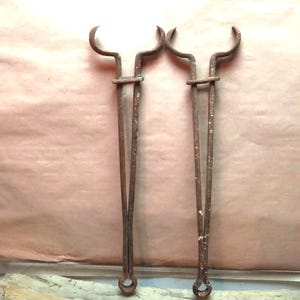 Both Old Blacksmith Tongs / 21&quot; Pickup Hot Coal Tongs / Fast Safe Free Shipping