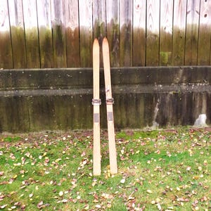 Vintage Mercury Wooden Snow Skis and Lil Jedahl Bamboo Poles