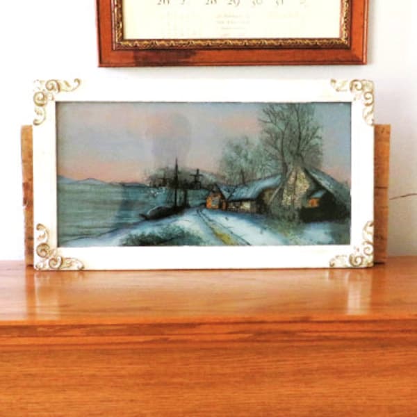 Antique Painting / Oil On Glass Reversed Painting / Early 1900s Original Frame  / Fast, Safe n Free Shipping