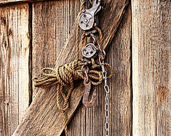Farm Block & Tackle, Double Pulley With Rope