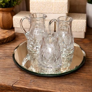 Czech Borocrystal Cream & Sugar Vintage Set, Additional Creamer, Original Boxes