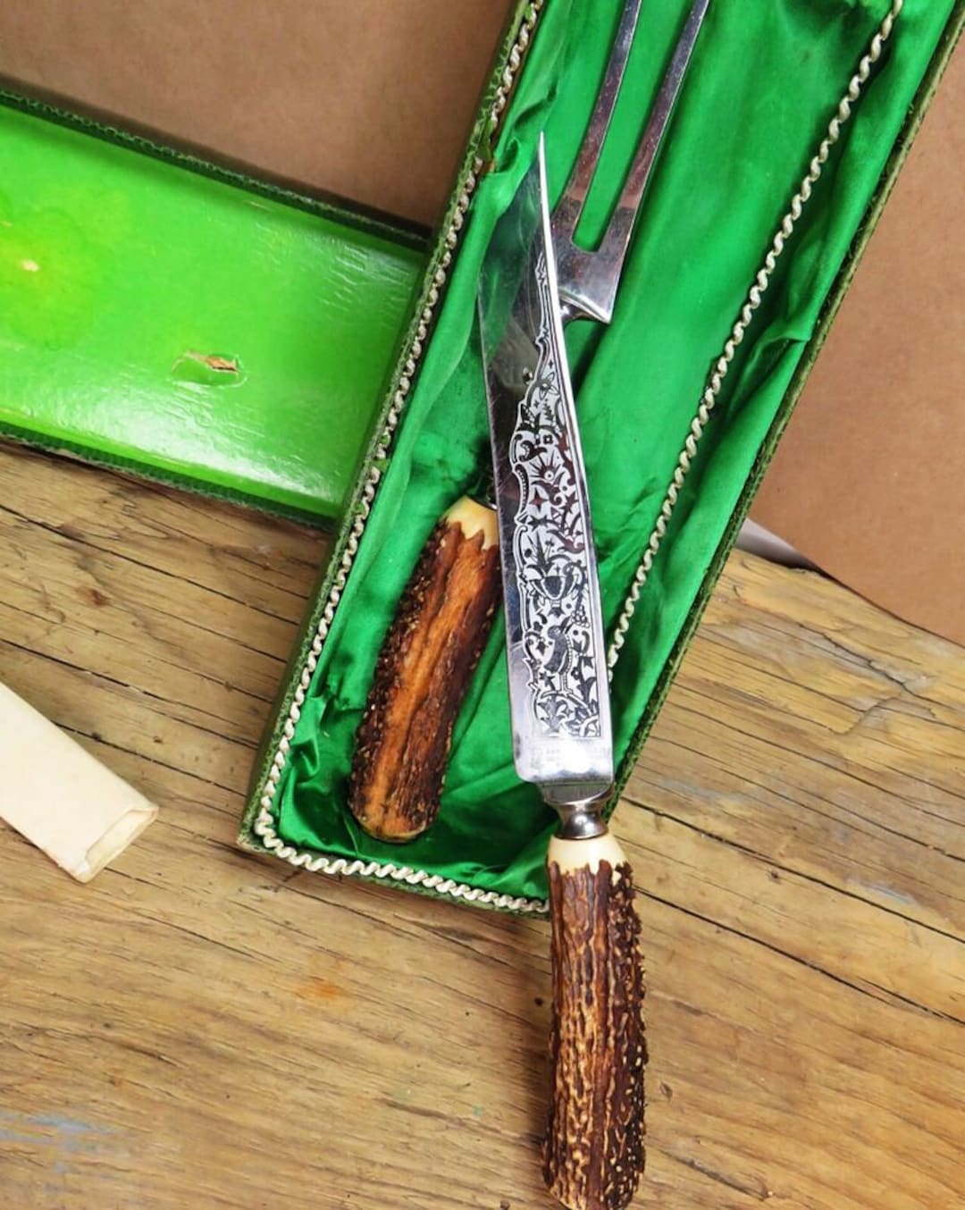 Stag German Carving Knife Set / Engraved Anton Wingen Jr Etsy