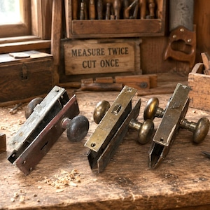 All 3 Antique Mortise Locks and Knob Sets
