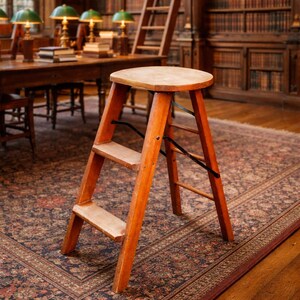 Rustic Wooden Step Stool: Tall Plant Stand, Home Decor