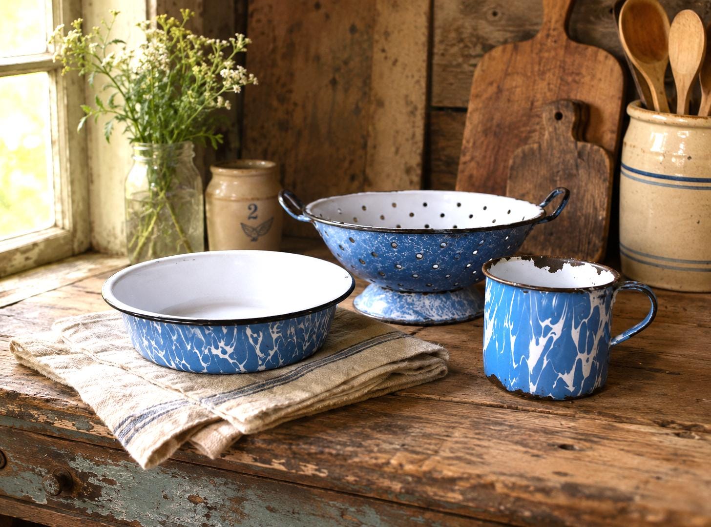 Antique Enamelware Blue - Etsy
