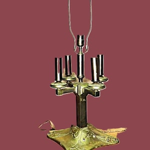 Cast Bronze Art Nouveau Working Table Lamp / 5 Bulbs / Fast Safe Free Shipping