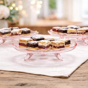 40s Pink Glass Footed Dessert Plate, Candy Dish, Small Cake Stand