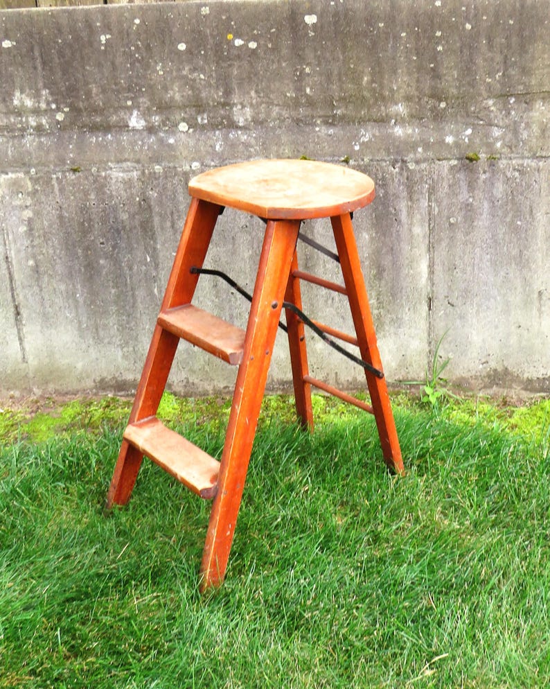 Rustic Wooden Step Stool: Tall Plant Stand, Home Decor - Etsy