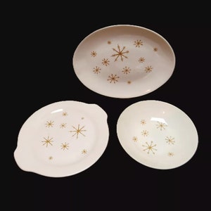 3) Atomic Star Glow by Royal Ironstone Coupe Pieces / Fast Safe Free Shipping