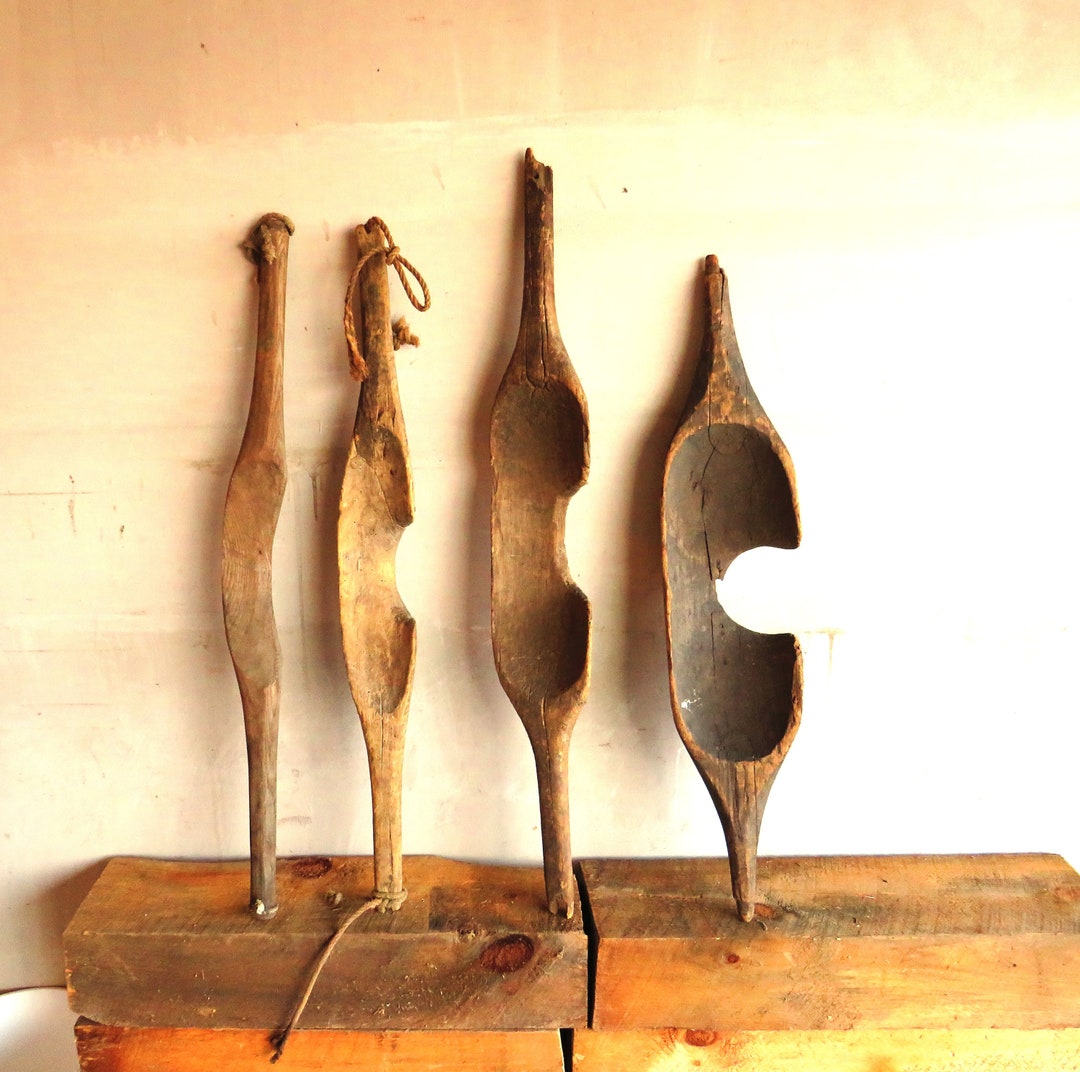 Primitive Water Bucket Carrier / Hand Carved Wood Neck Shoulder Yoke