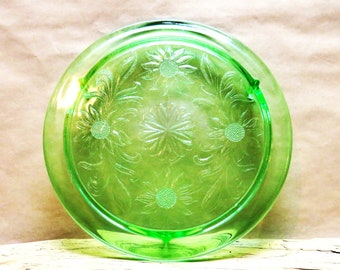 Both 30s Uranium Glassware Cake Plate / See All Images / Fast Safe Free Ship