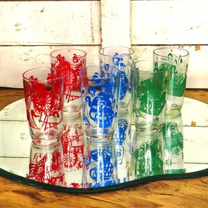 6) SWANKY SWIGS 4 oz Vintage Juice Glasses / 1950's Colorful Glasses / Fast Safe Free Shipping