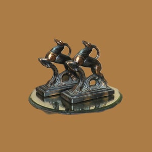 Vintage Metal Bookends /Jumping IBEX / Fast Safe Free Shipping