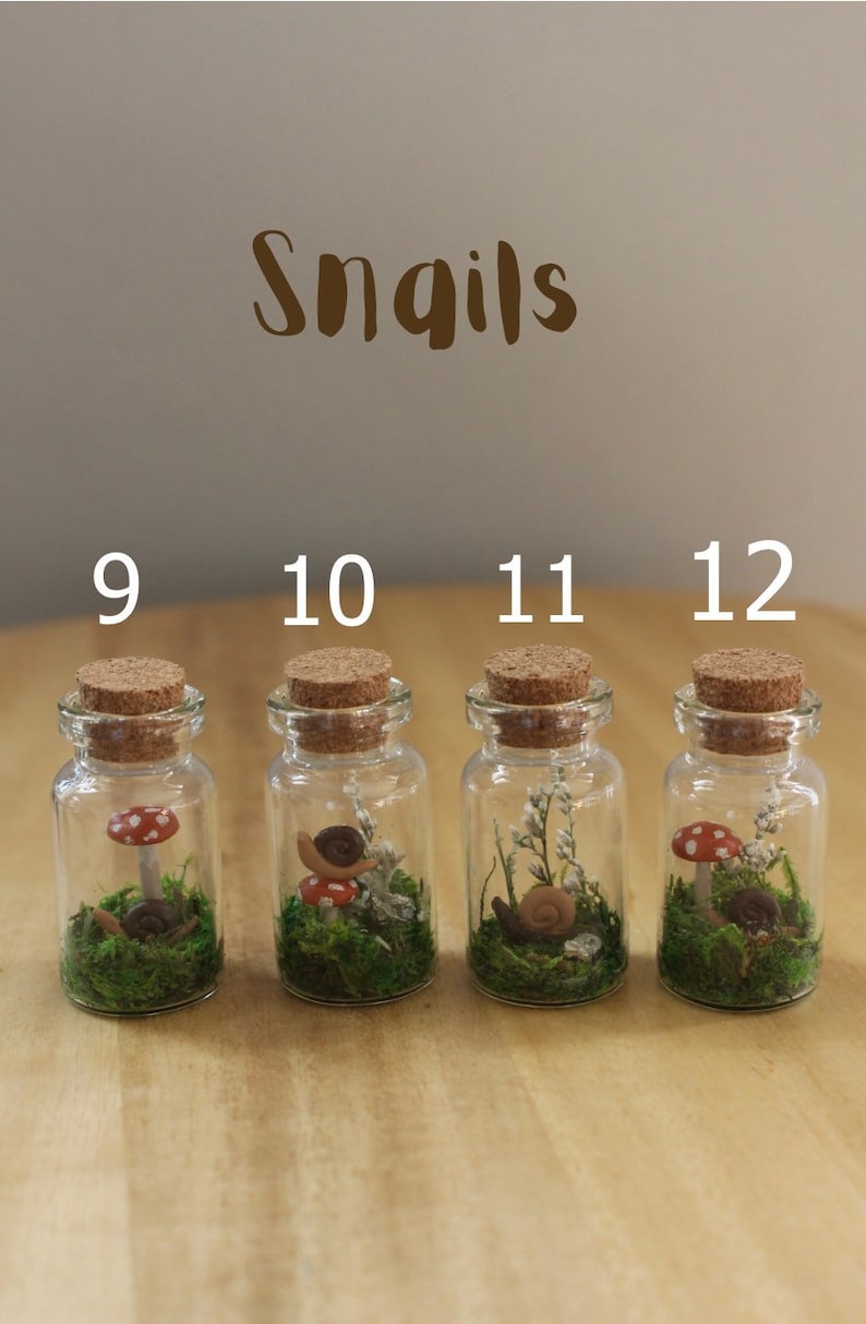 Tiny Jar Terrariums With Dried Moss and Clay Figures for Nature Lovers