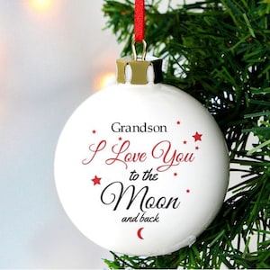 Personalised to the moon and back bauble