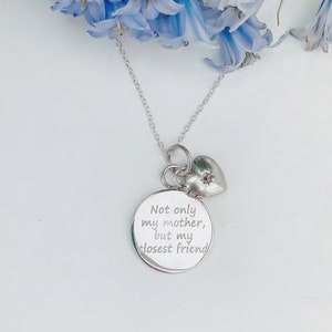 My mother, my friend sterling silver locket necklace. Gifts for mums on Mother’s Day.
