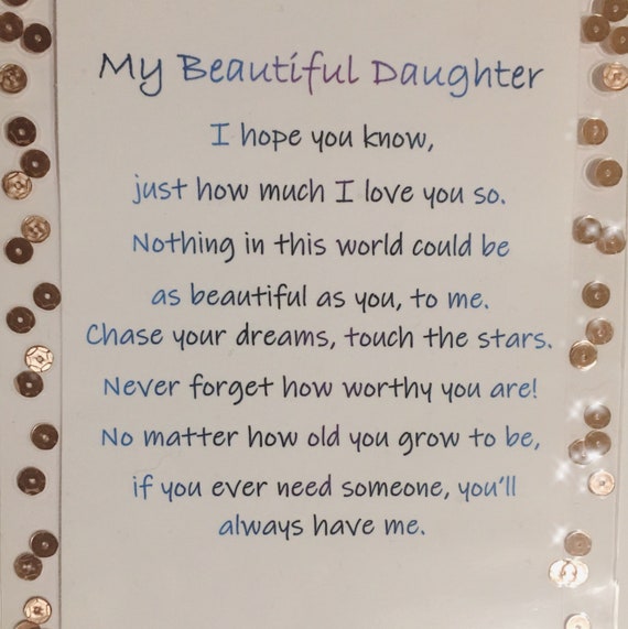 My Beautiful Daughter Poem Card | Etsy