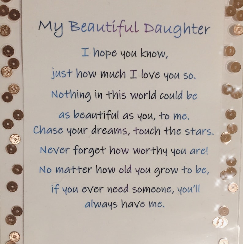 My Beautiful Daughter Poem Card Daughter Poems Daughter Love Quotes