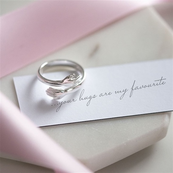 Give a Little Hug Ring, Silver Ring, Hugging Gift for