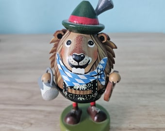 Duftl Mannchen Kathe Wohlfahrt Bavarian Lion W/pretzel And Beer Incense Smoker