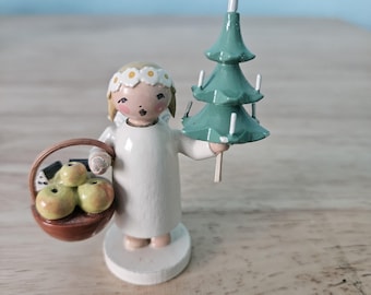 Erzgebirge Expertic Angel Holding a Fruit Basket And Christmas Tree