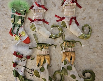 6 Patience Brewster Mini Stockings 7"-9"  High Heel, 2 Rejoice, 2 Cheer, Frog
