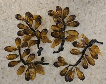 Vintage Set of 4 Hand Blown Amber Glass Grapes