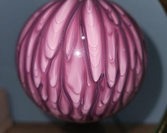 Vintage Blown Glass Christmas Ornament: Pink & Purple Drip Pattern