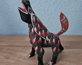 Mexican Hand Carved Wooden Coyote Folk Art