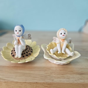 Napcoware Pixie Flower Angel Figurine Set, Made in Japan