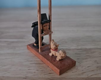 Erzgebirge Emil Helbig Wood Carved Chimney Sweep with Dog