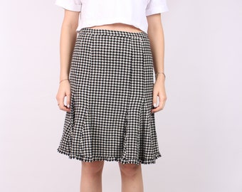 Weekend Max Mara Wool Skirt Pleated Houndstooth size US 6 F 38