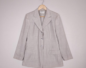 Blazer vintage Salvatore Ferragamo in lana a tre bottoni da donna, taglia IT 46/L