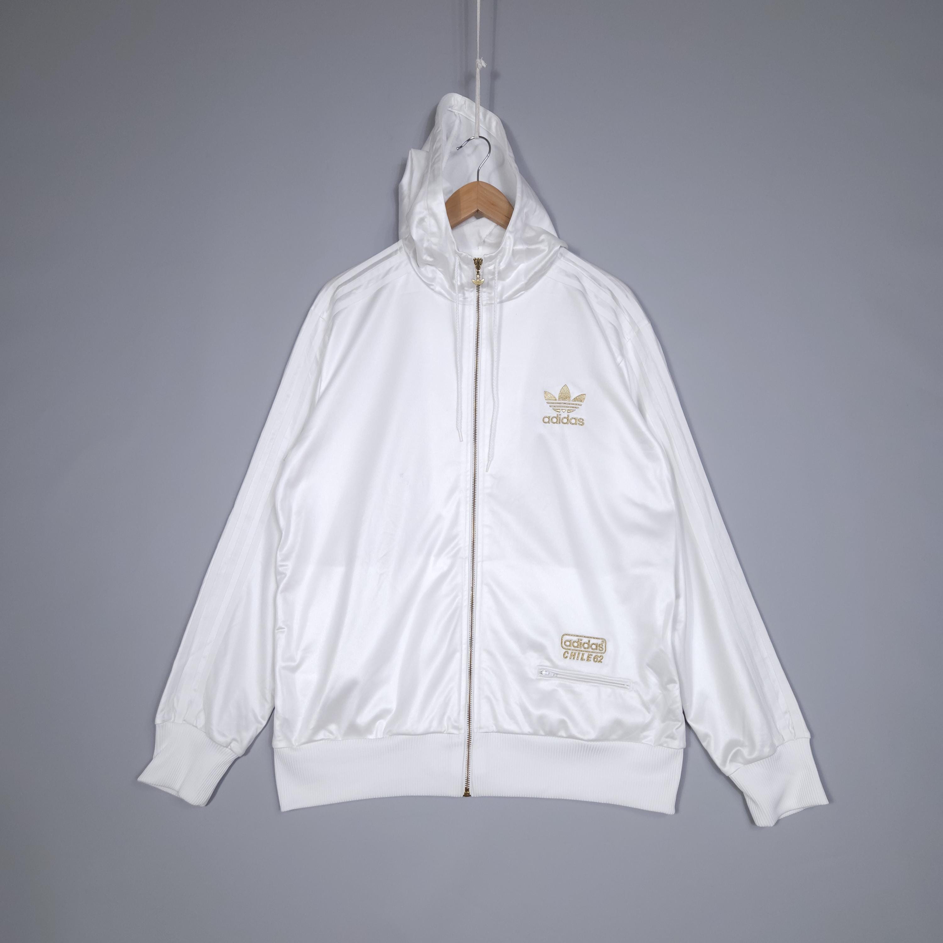 Adidas Chile 62 Track Jacket Hooded Full Zip Shinny Y2K White Mens