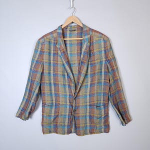 Vintage Missoni Uomo Linen Blazer Check made in Italy Mens size M