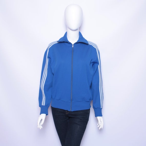 Vintage 70s 80s Adidas Track Top Jacket Blue 3 Stripes Made in 