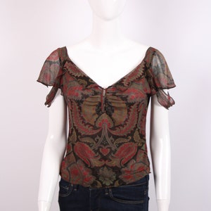 Vintage Armani Jeans Silk Paisley Top Womens size US 8 IT 42