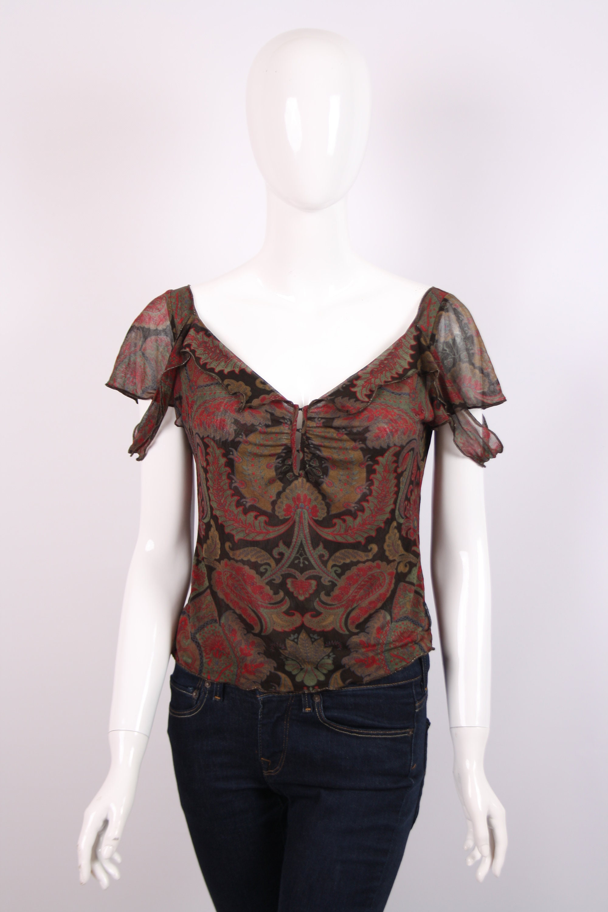 Vintage Armani Jeans Silk Paisley Top Womens Size US 8 IT 42 - Etsy
