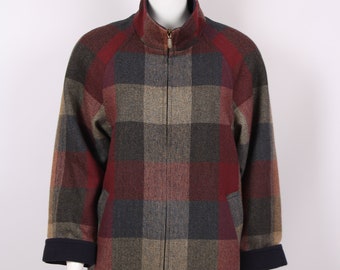 Avoca Wool Cashmere Zip Coat Check made in Ireland Womens size EUR40 UK 14 US 10