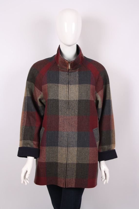 AVOCA WOOLコート　MADE IN IRELAND Avoca Wool Cashmere Zip Coat Check Made in Ireland Womens