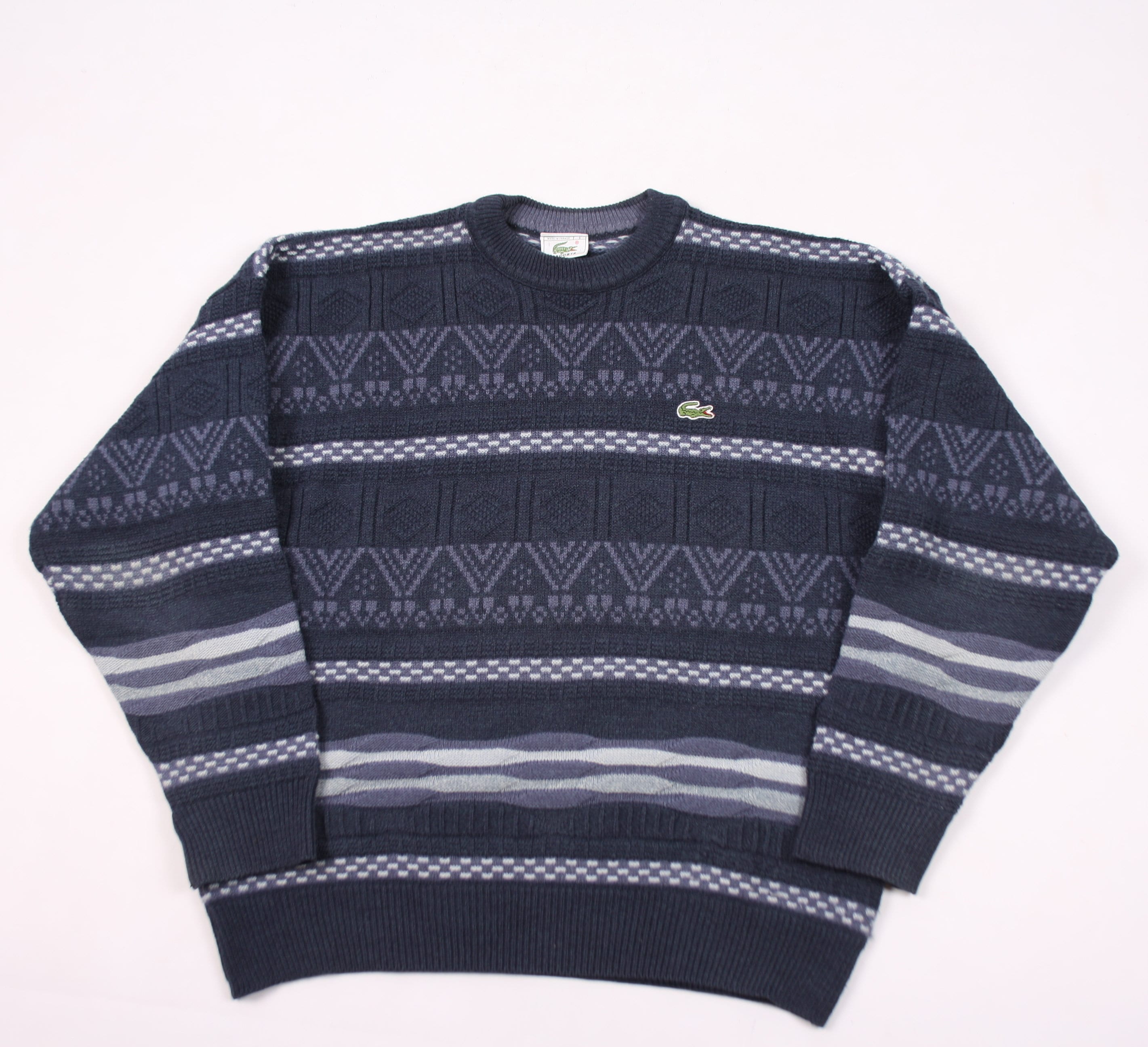 Vintage 90s Lacoste Coogi estilo suéter de punto mezcla de lana hecha en Francia tamaño 5/L