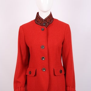 Bogner Blazer Jacket Wool Traditional Embroidered Stand Collar Womens size US 8