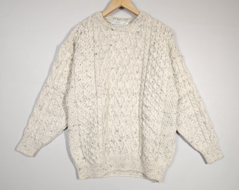 Vintage Quills Woollen Market Ireland Sweater Cable Knit Wool Men size L