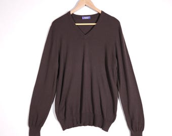 Gran Sasso 100% Cashmere Sweater V-neck Mens size 52/L